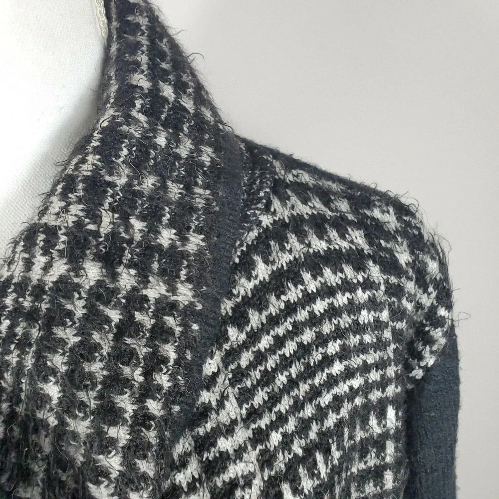 Ava Couture Women's Mohair Blend Open Cardigan Mohair Sweater Coat Houndstooth